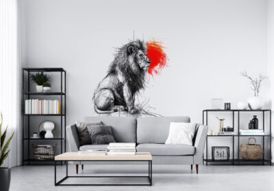 A mural of Leo and the sun.